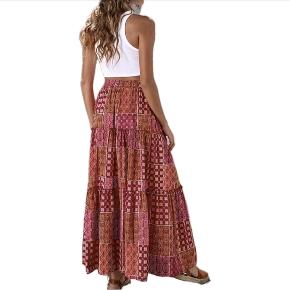 Bohemian Maxi Skirt Long Stretch M L XL Plus Boho Style Casual to Elegant Skirts - Picture 6 of 11